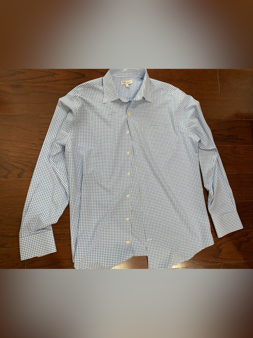 Peter Millar Summer Comfort Button Up Shirt Men's Large Blue Plaid Performance